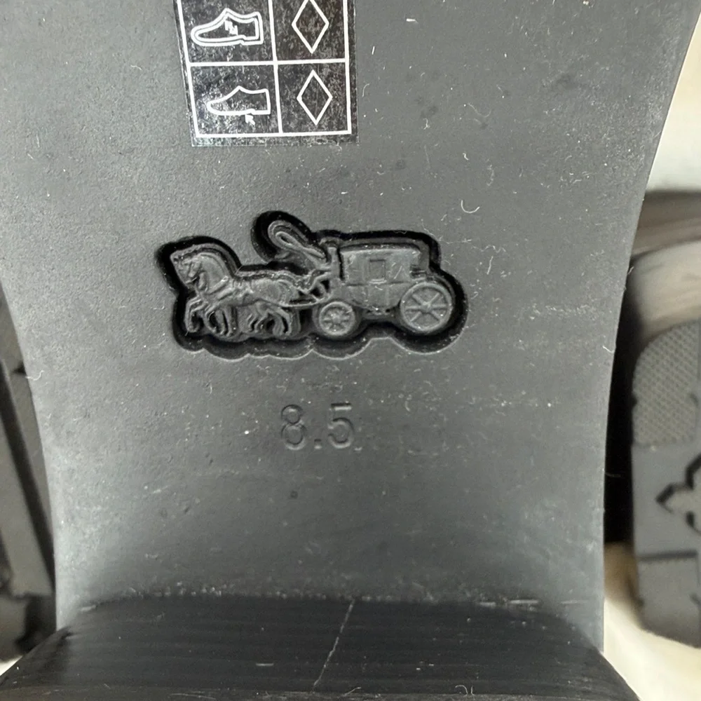 Coach Black Lug-Sole Penny Loafers with Block Heel - Picture 8 of 11